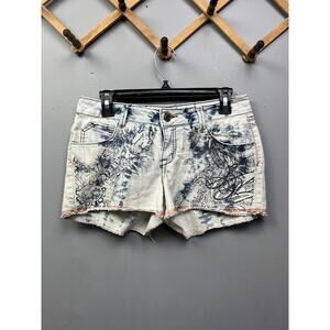 SouthPole Acid Wash‎ Raw Hem Distressed Shorts Juniors Size 5 Embellished
